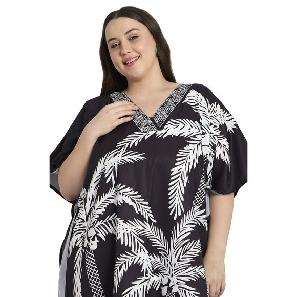 Gypsie Blu Black Polyester Caftan Dress Plus Size Kimono Maxi Dresses for Women - Picture 6 of 8